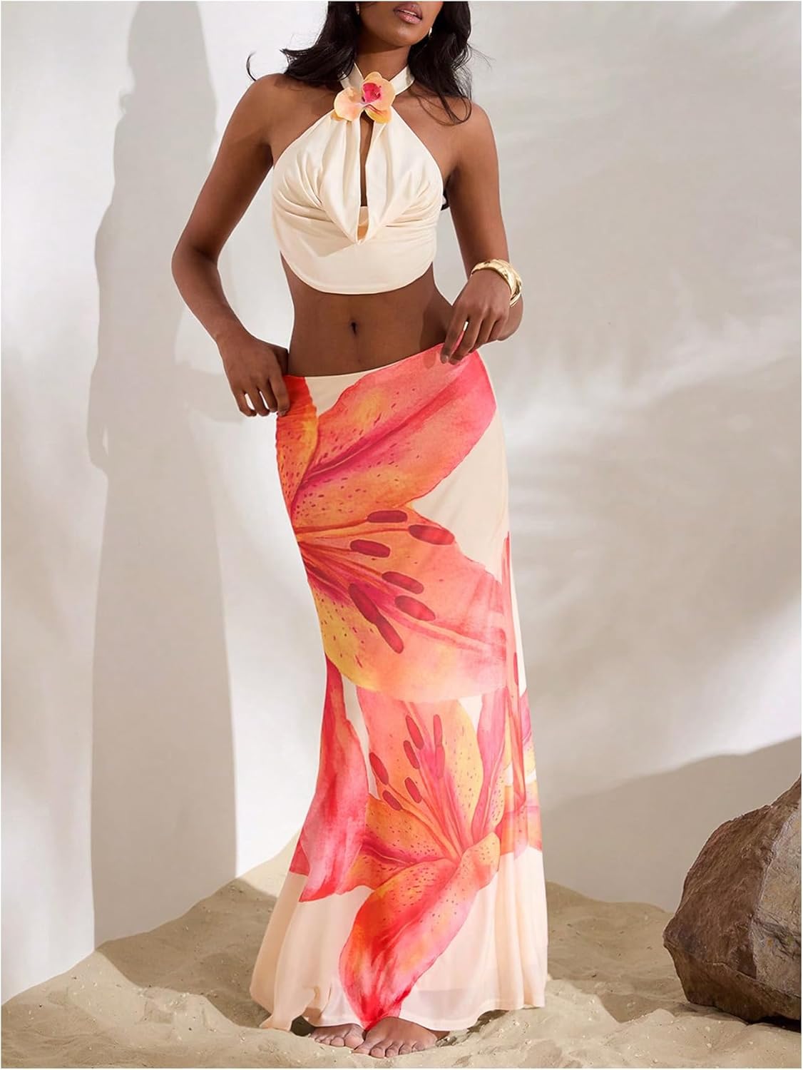 MakeMeChic Women's Summer Beach Maxi Skirt Y2k Floral Boho Flowy Long Skirt - Image 5