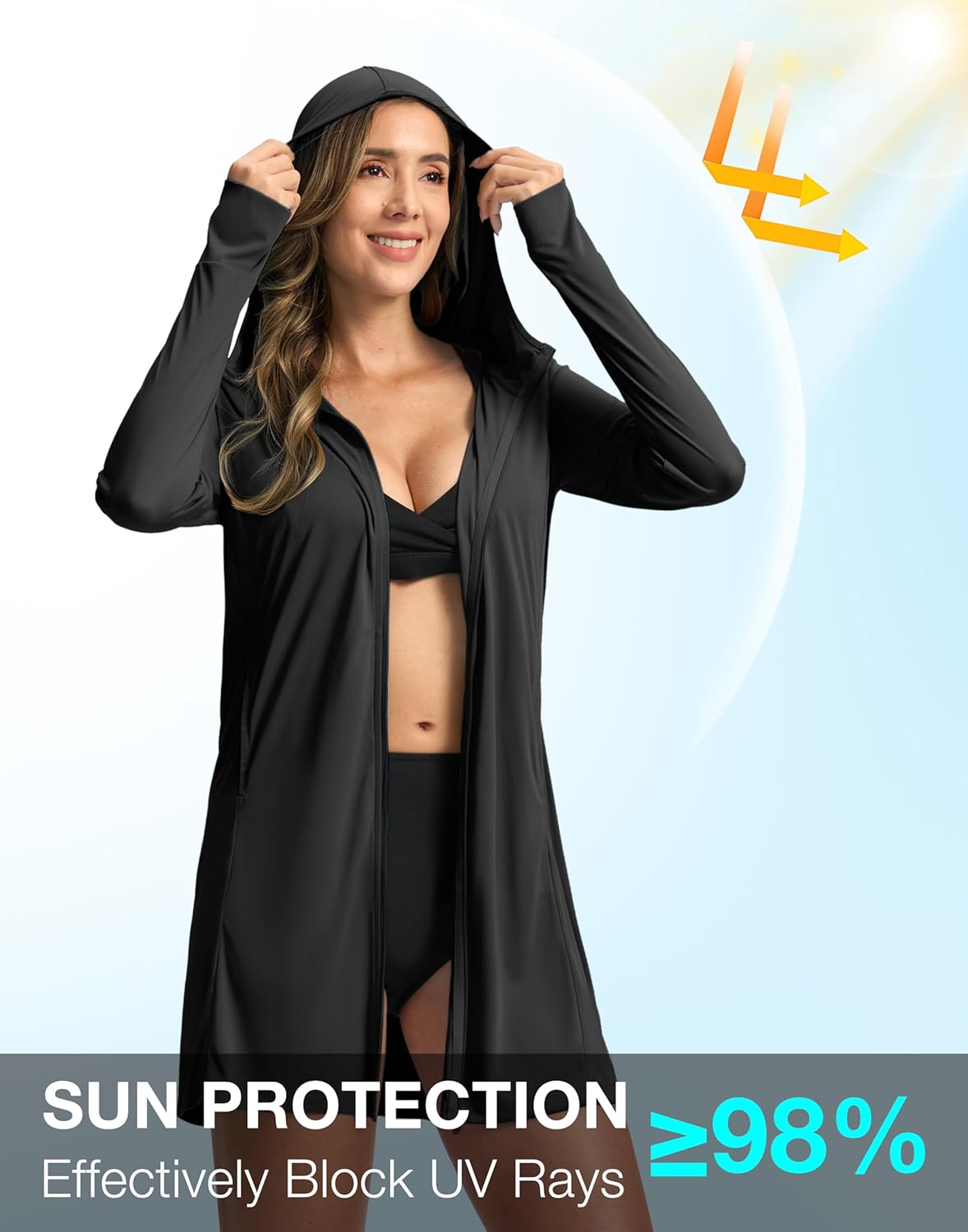 Soothfeel Women's UPF 50+ Swim Cover Up Sun Protection Hoodie SPF Lightweight Jacket Long Sleeve Beach Cover Ups for Women - Image 4