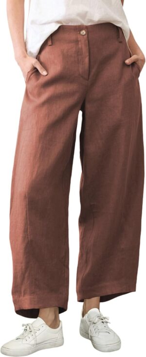 Tanming Womens Linen Pants Casual C...