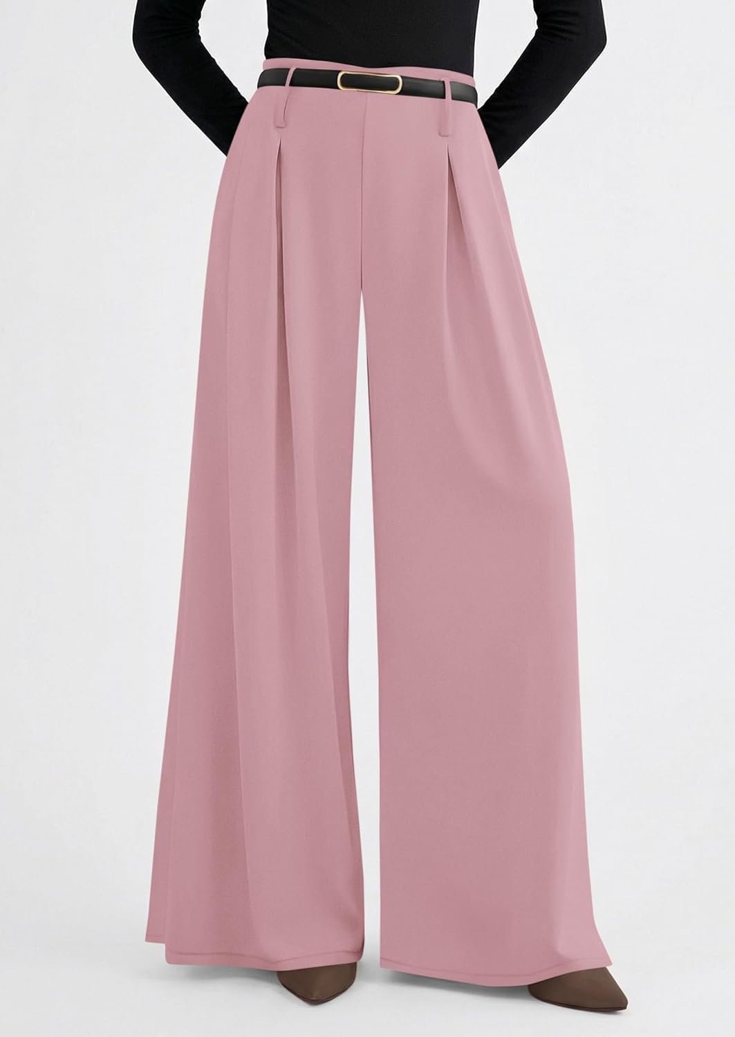 PRETTYGARDEN Womens Wide Leg Trousers 2026 Elastic High Waisted Dress Pants Pleated Slacks Flowy Business Work Palazzo Pants - Image 8