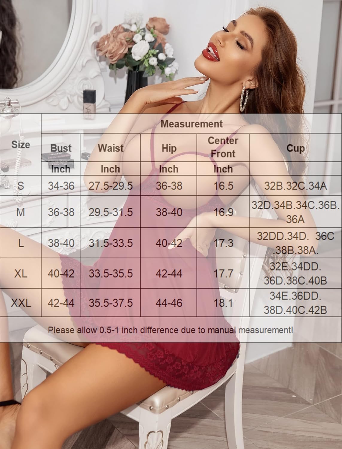 Avidlove Sexy Lace Babydoll Dress Lingerie for Women Sheer Mesh Chemise Sleepwear Exotic Boudoir Outfits - Image 4