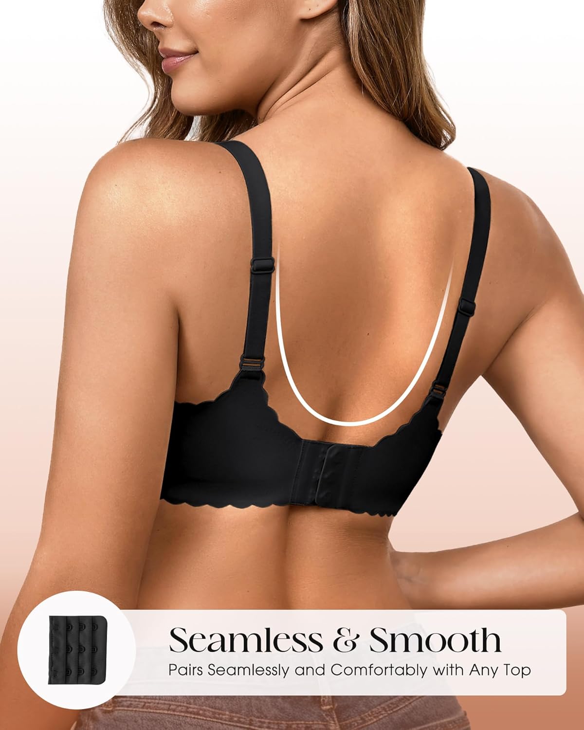 Seamless Jelly Bras for Women 3 Pack - Deep V Wireless Push Up No Wire Womens Bra Padded Comfort with Support for Gifts - Image 6