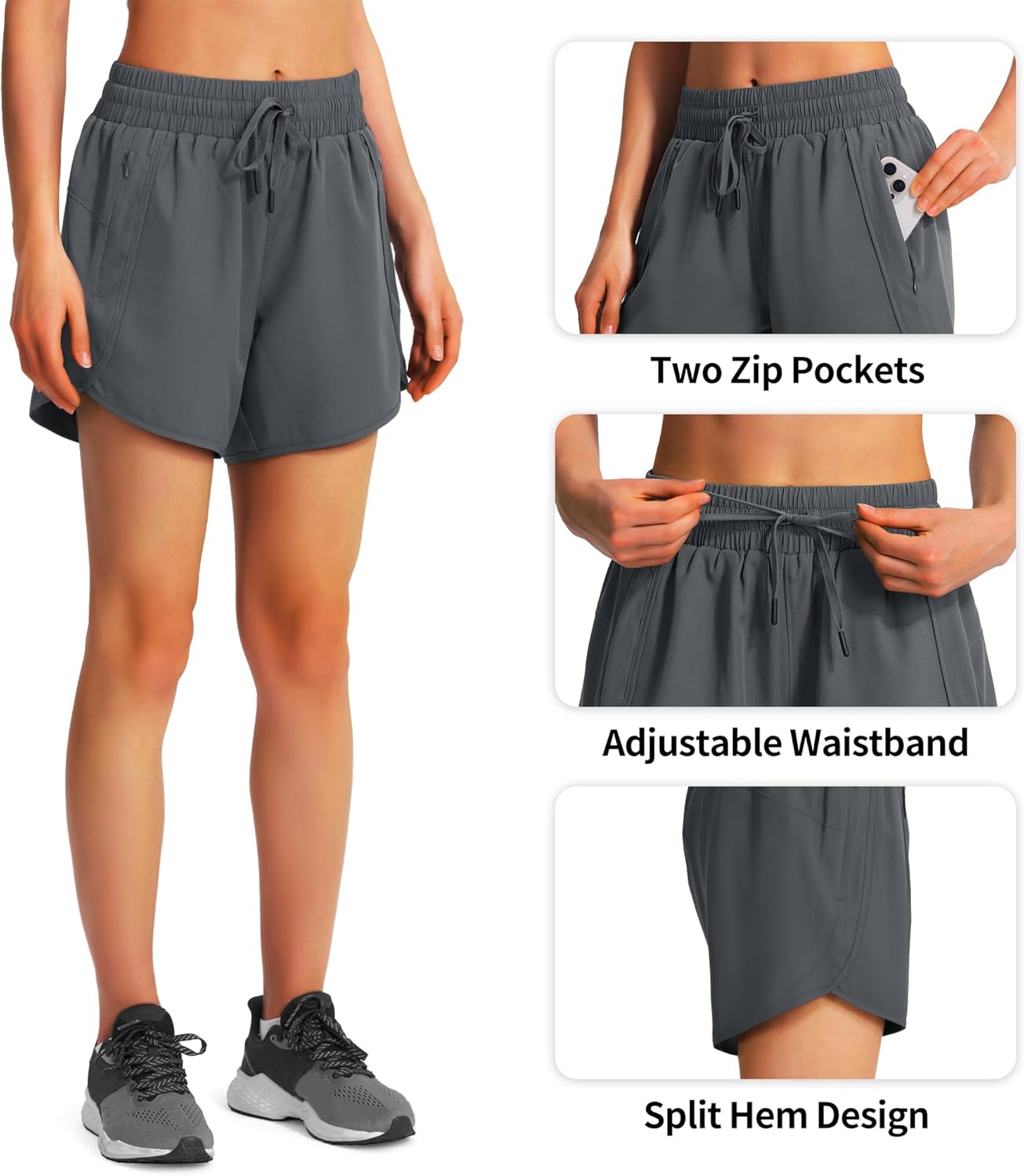 Ksmien Women's 5"/ 7" Athletic Running Shorts Quick Dry Lightweight Workout Gym Shorts with Zipper Pockets UPF 50+ - Image 5