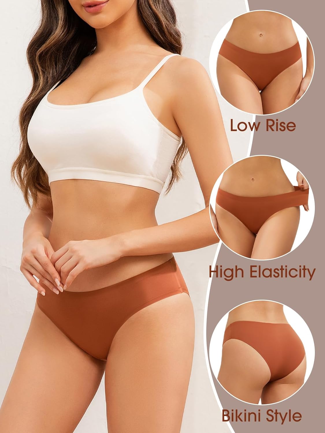Seamless Underwear for Women No Show Hipster Bikini Panties Low Rise Cheeky Breathable Soft Invisible Briefs 6 Pack - Image 4