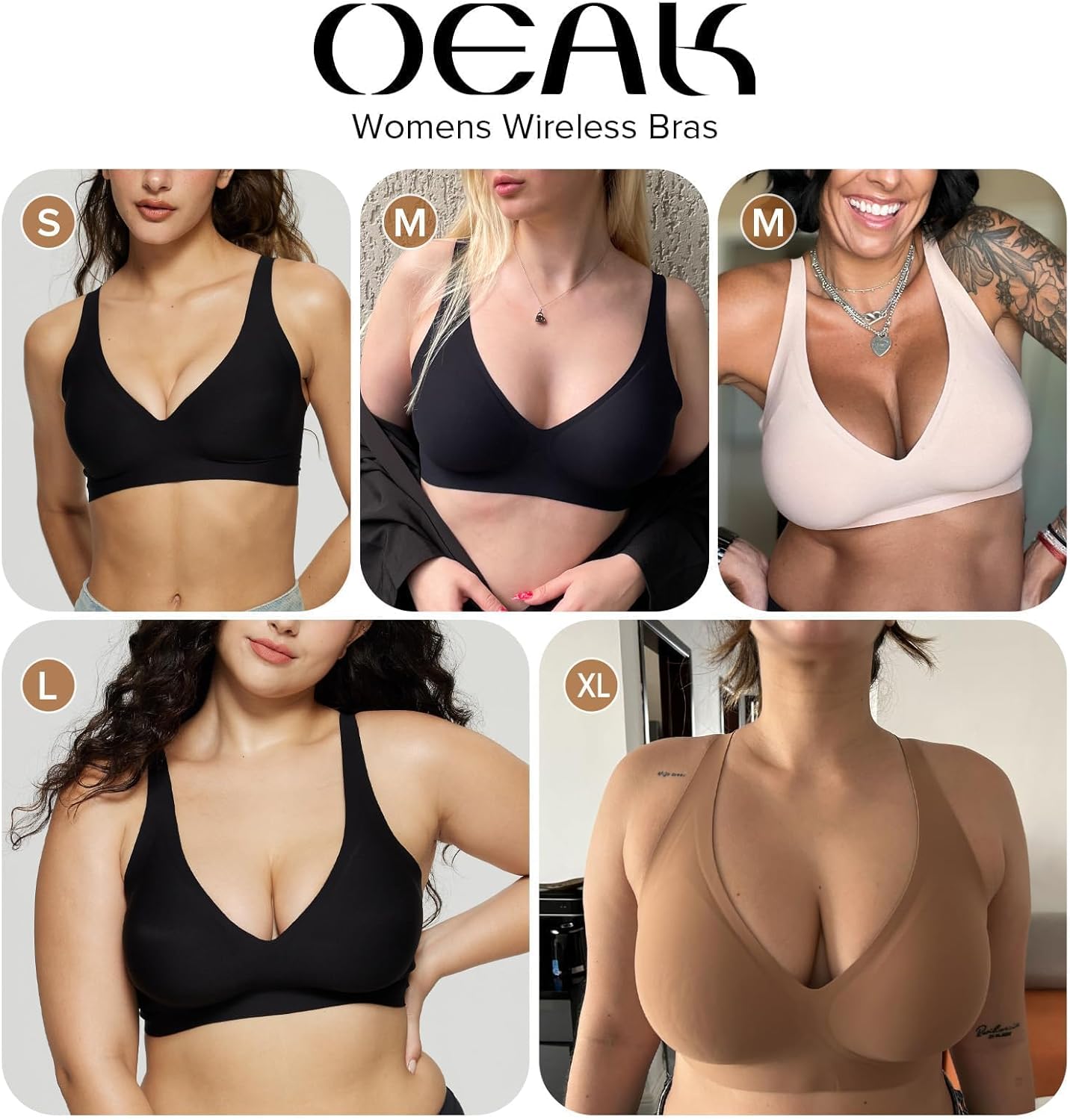 OEAK Womens Deep V Bras Wireless Comfortable Bra Supportive No Underwire Bras Tshirt Push Up Bralettes Plunge Seamless Bra - Image 7