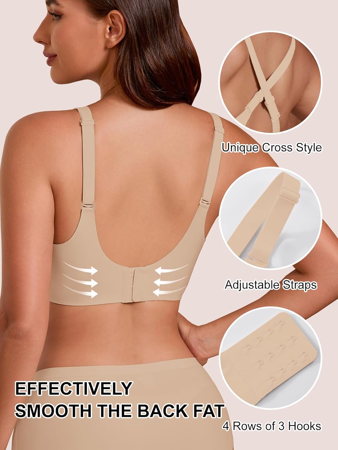 COCOMARTS Jelly Bras for Women No Underwire Seamless Push Up Bra Full Support Comfort Bralettes Wireless Plunge Everyday Bra - Image 4
