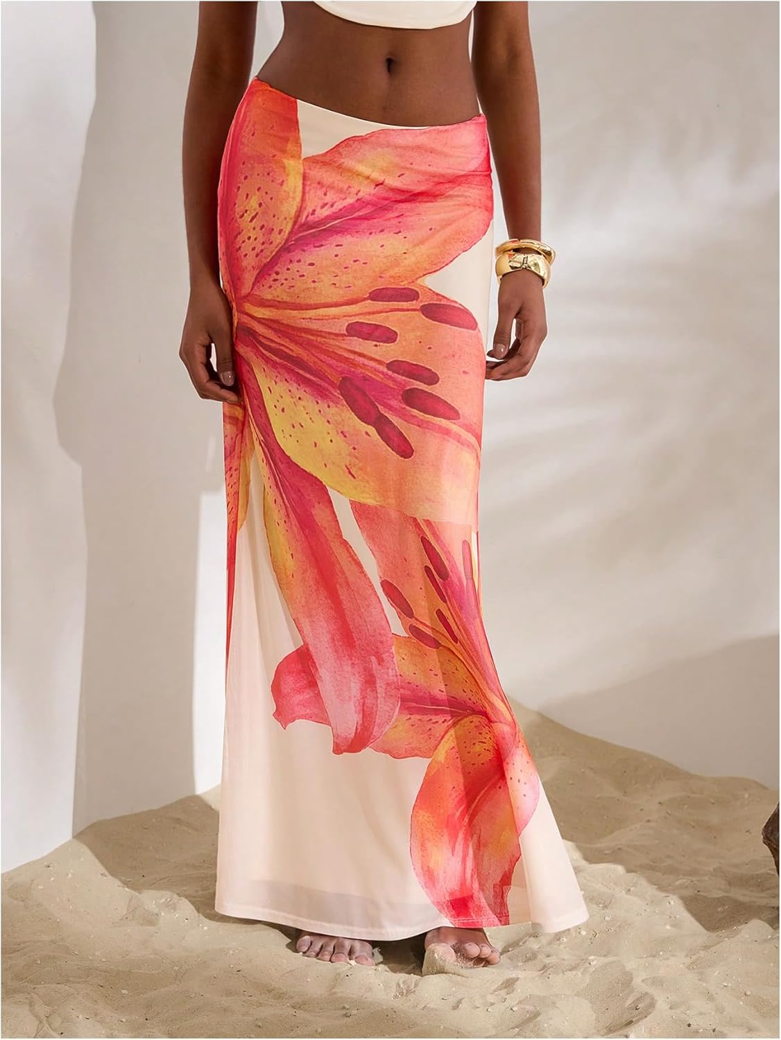 MakeMeChic Women's Summer Beach Maxi Skirt Y2k Floral Boho Flowy Long Skirt - Image 2