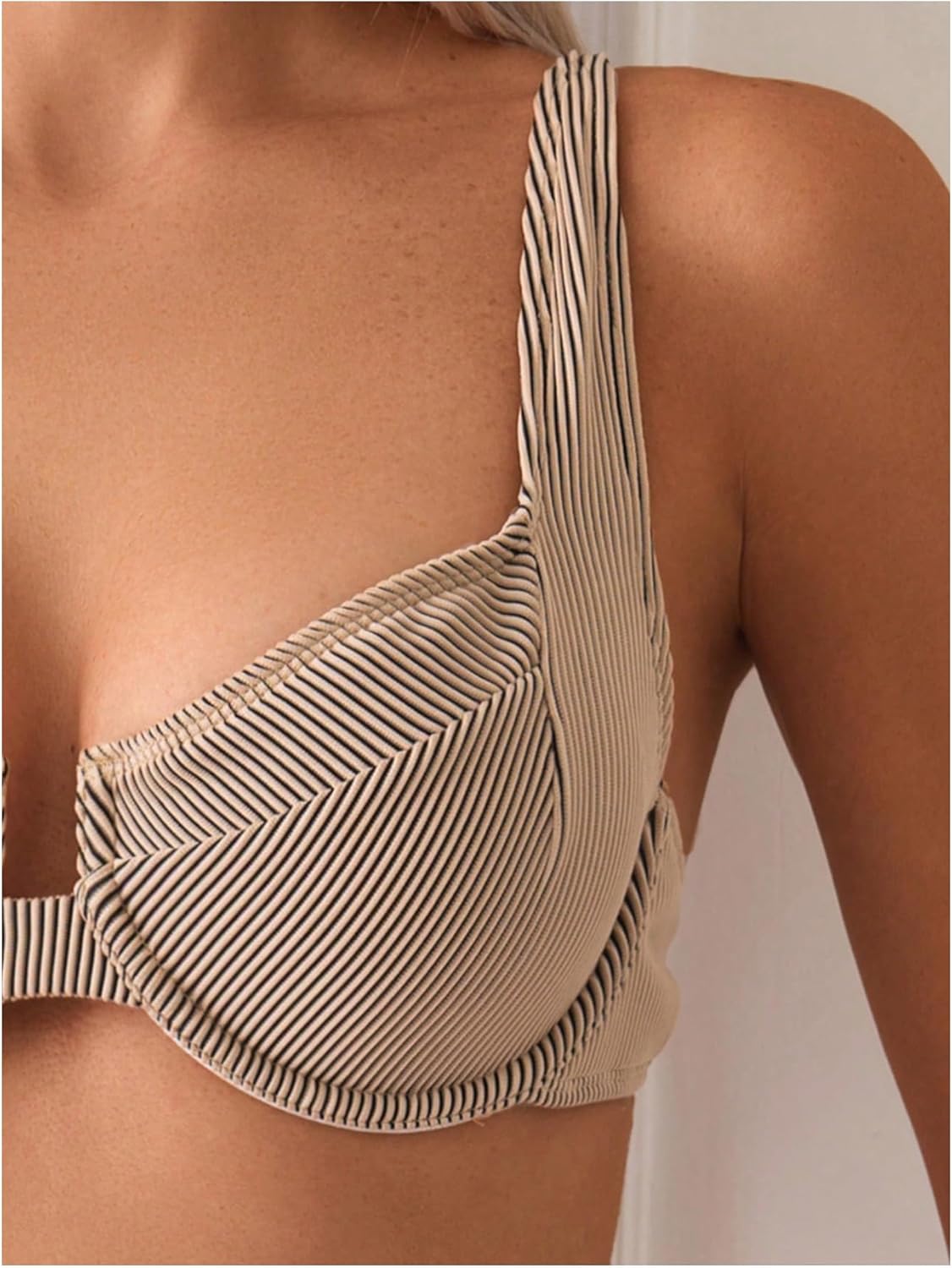 SweatyRocks Women's 2 Piece Bikini Set Striped Print Spaghetti Strap Push Up Swimsuit - Image 5