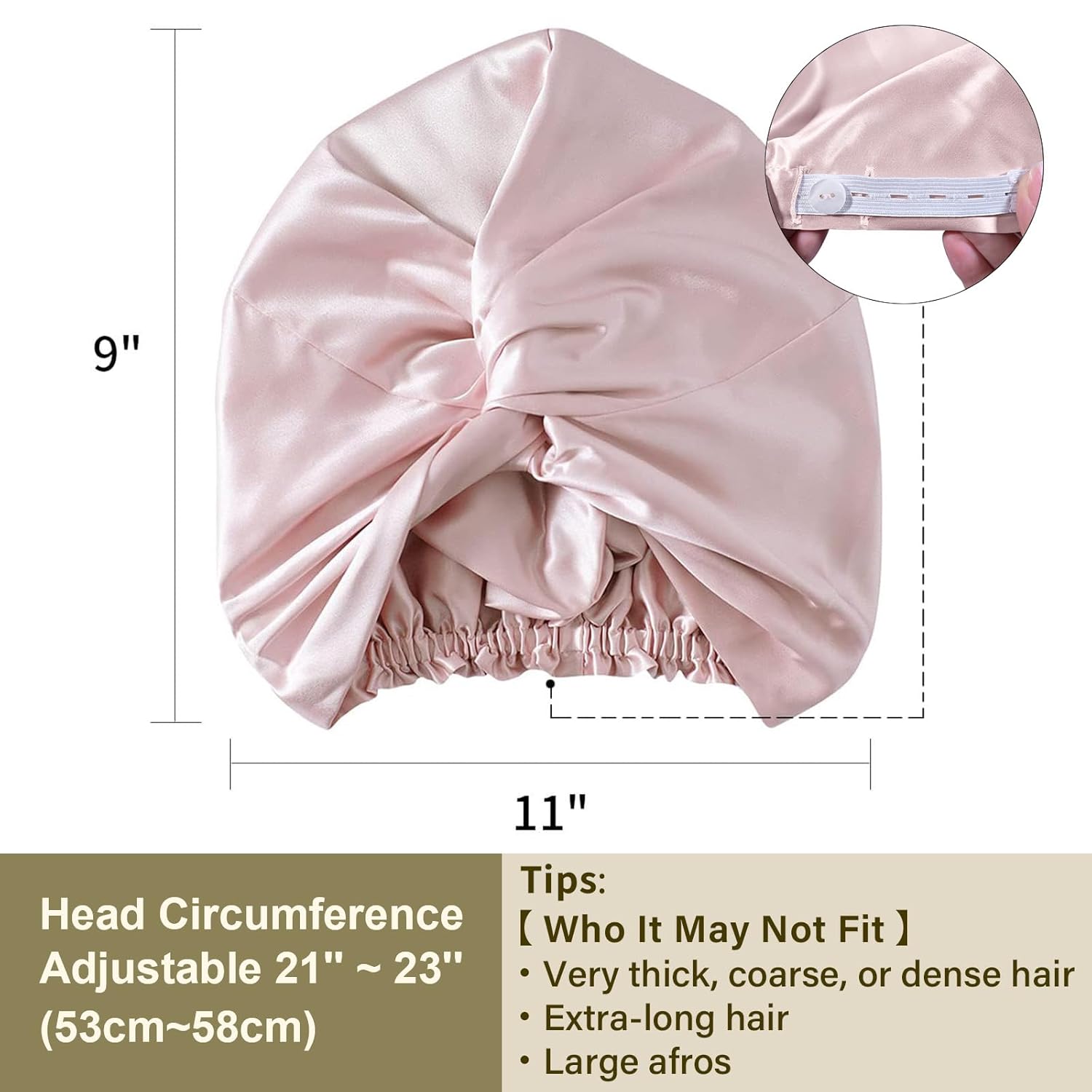 ZIMASILK 22 Momme 100% Mulberry Silk Bonnet for Sleeping & Women Hair Care, Highest Grade 6A Silk Hair wrap for Sleeping with Premium Elastic Stay On Head (1Pc, Pink) - Image 5