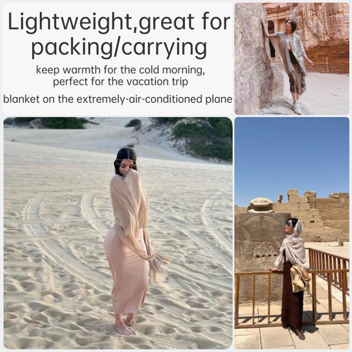 Harewom Lightweight Gauze Linen Feeling Shawl Wraps for Women Beach Summer Scarf for Evening Wedding Dresses - Image 5
