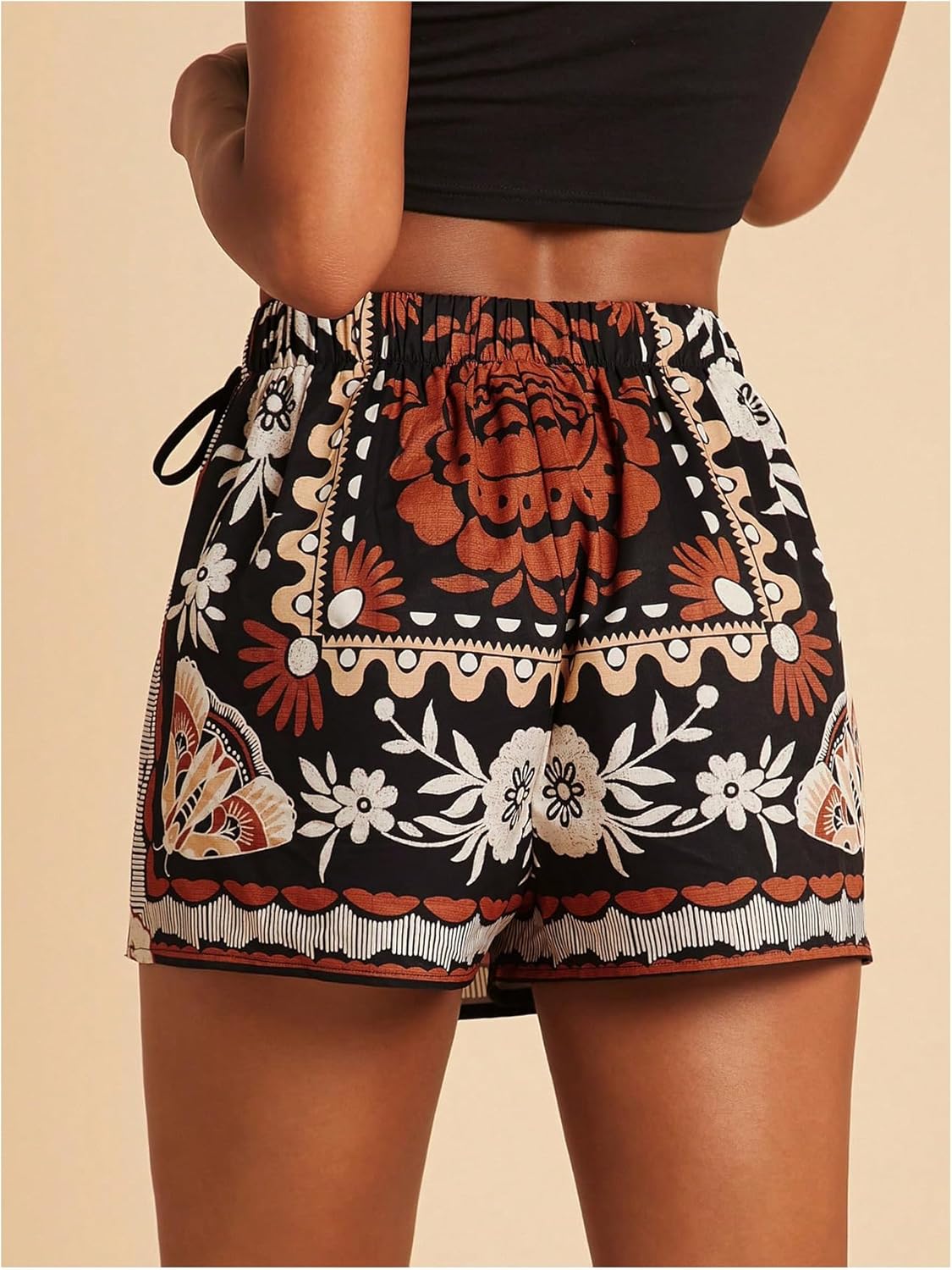 SweatyRocks Women's Boho Mini Skirts Floral Shorts Tie Side Wrap Elastic Waist Summer Skorts Beach Vacation Outfits - Image 3