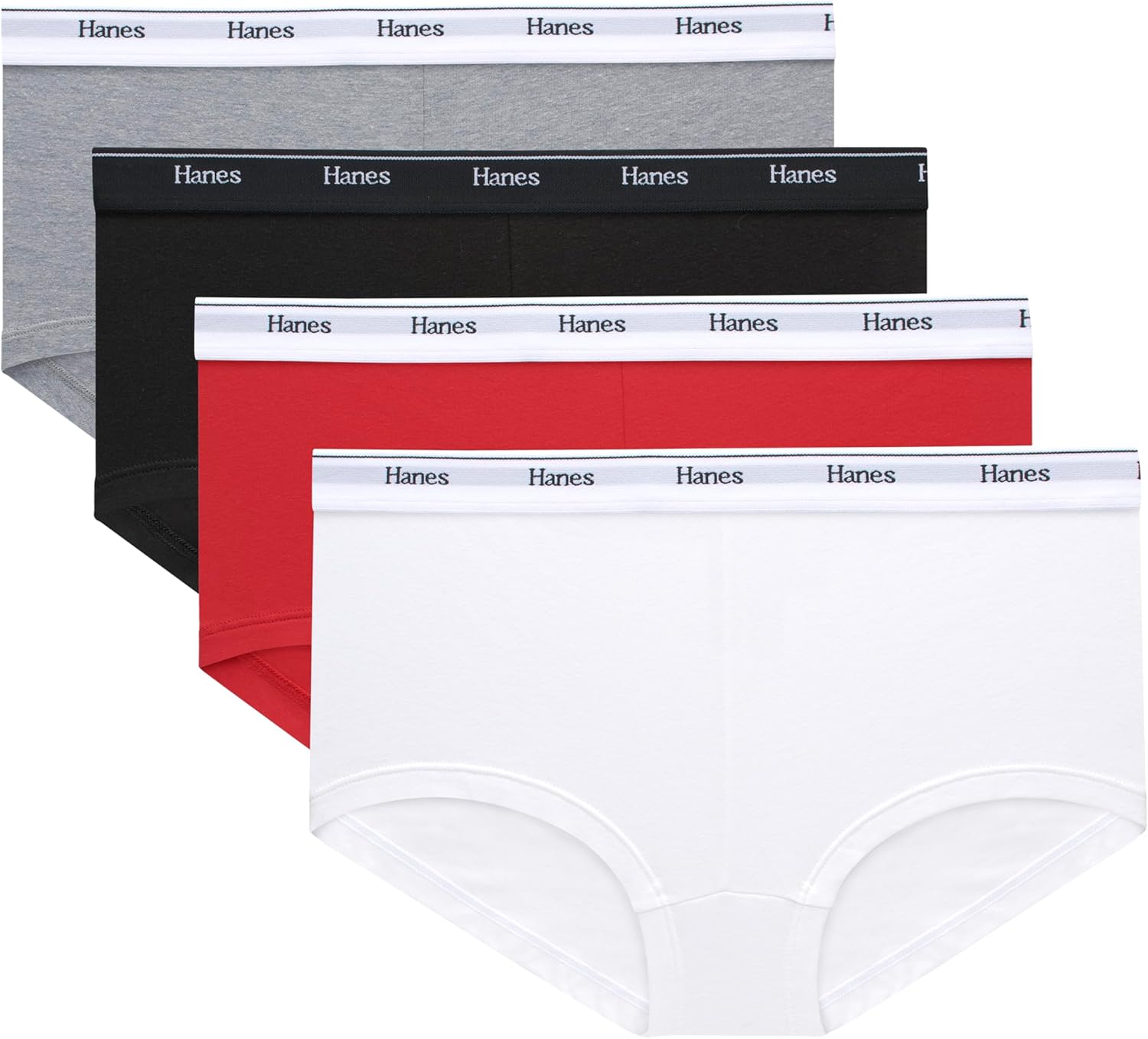 Hanes Women's Originals Boyshort Underwear, Breathable Stretch Cotton Boyshort Panties, 4-pack