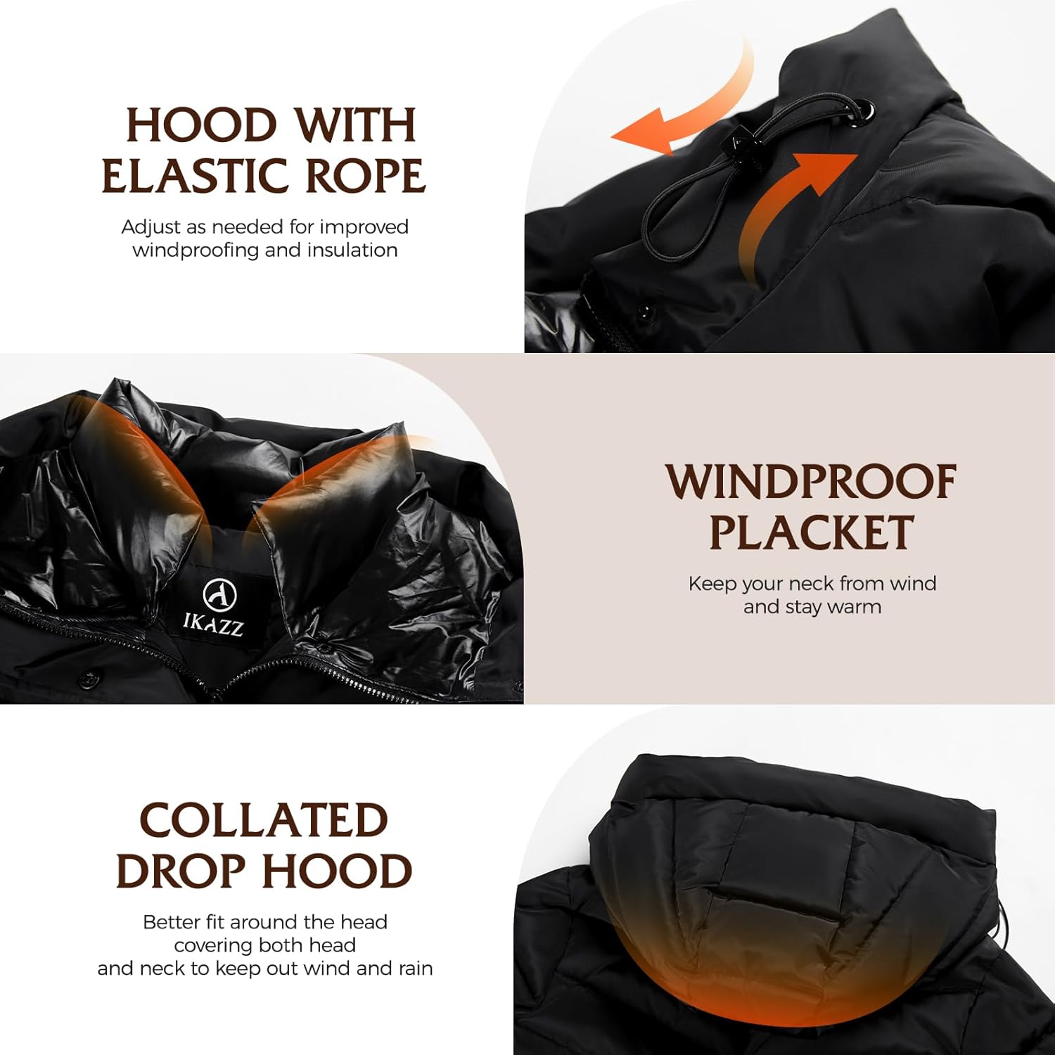 IKAZZ Women's Winter Coats, Thickened Warm Insulated Vegan Down Long Parka Jacket with Hood - Image 3