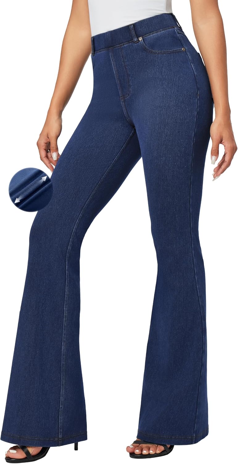 IUGA Bell Bottom Jeans for Women High Waist Stretchy Pull On Bootcut Sweatpant Jeans Flare Leggings Tummy Control Flare Pants