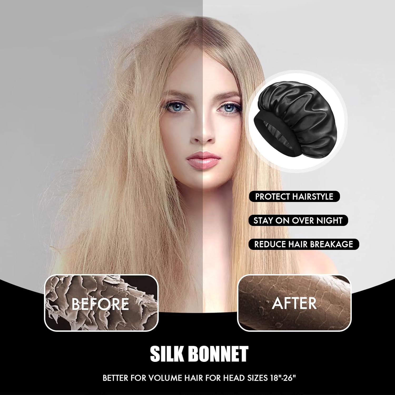 Satin Silk Bonnet for Sleeping, Double Layer Silk Sleep Cap for Men & Women, Soft Satin Lined Bonnet for Curly Hair - Image 5