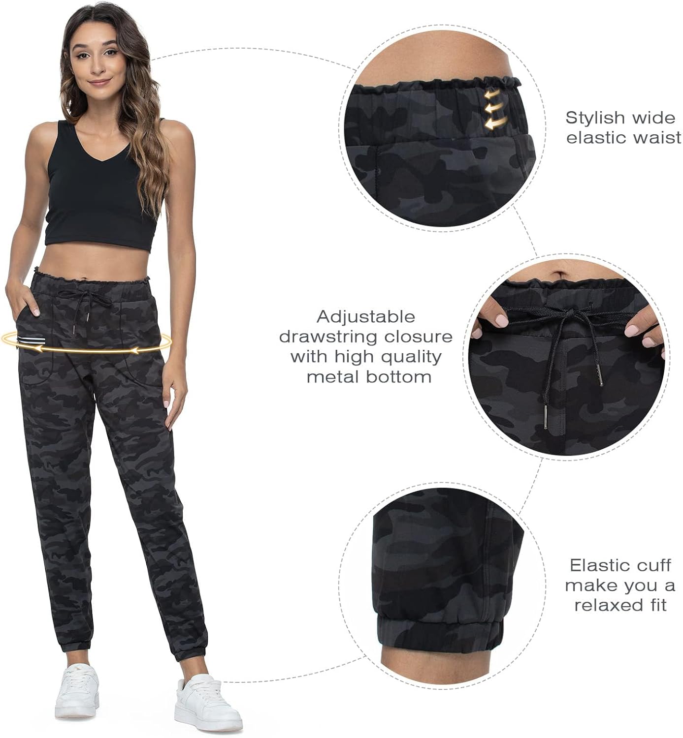 Haowind Joggers for Women with Pockets Elastic Waist Workout Sport Gym Pants Comfy Lounge Yoga Running Pants - Image 6