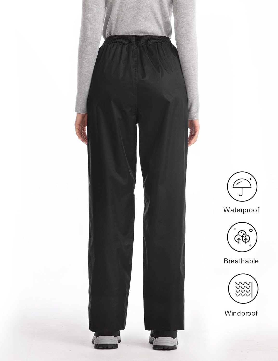 iCreek Women's Rain Pants Waterproof Hiking Pants Windproof Lightweight Over Pants Work Rain Outdoor for Golf, Fishing - Image 3