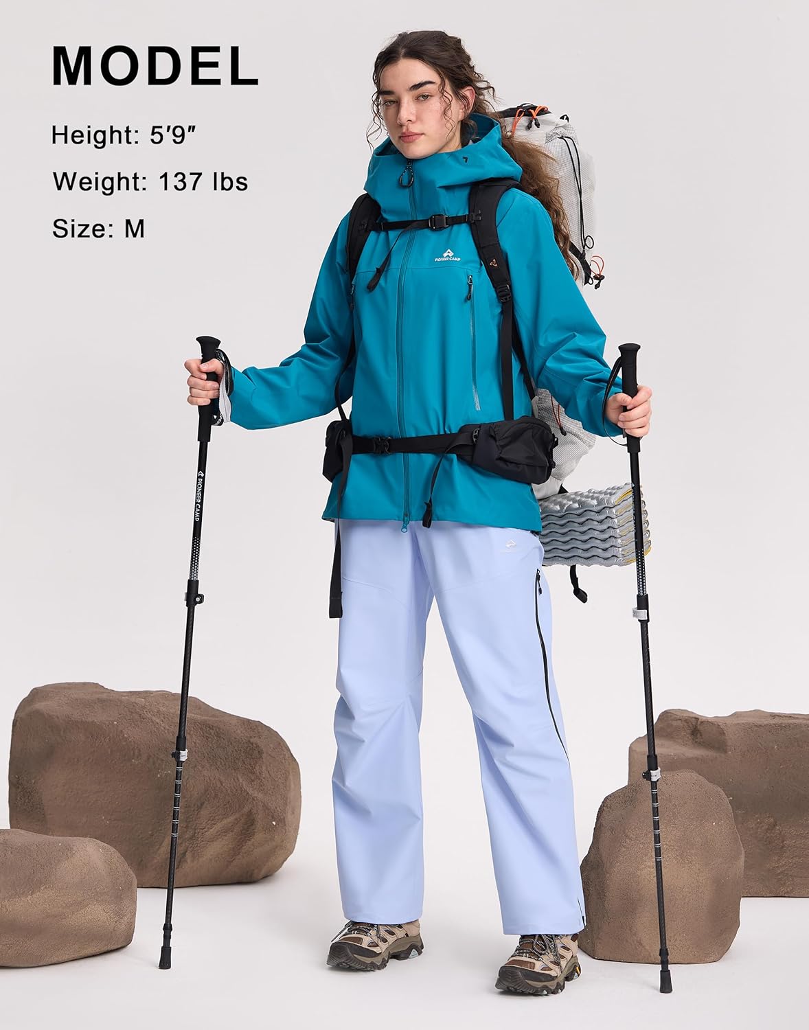 Pioneer Camp Women's Rain Pants 3-Layer Hardshell 20000mm Waterproof Hiking Pants Breathable Side Zip Outdoor Ski Snow - Image 4