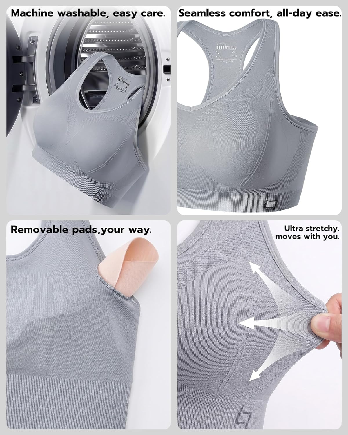 FITTIN Racerback Sports Bras for Women - Padded Comfortable Seamless Support for Yoga Workout Gym - for Plus Size Large Bust - Image 5