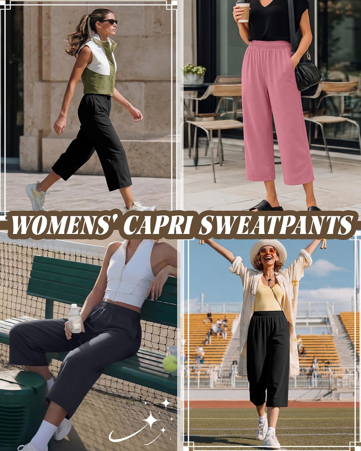3 Pack Women's Capri Pants Wide Leg Lounge Sweatpants Casual Loose Summer Yoga Workout Cropped Jogger with Pockets - Image 4