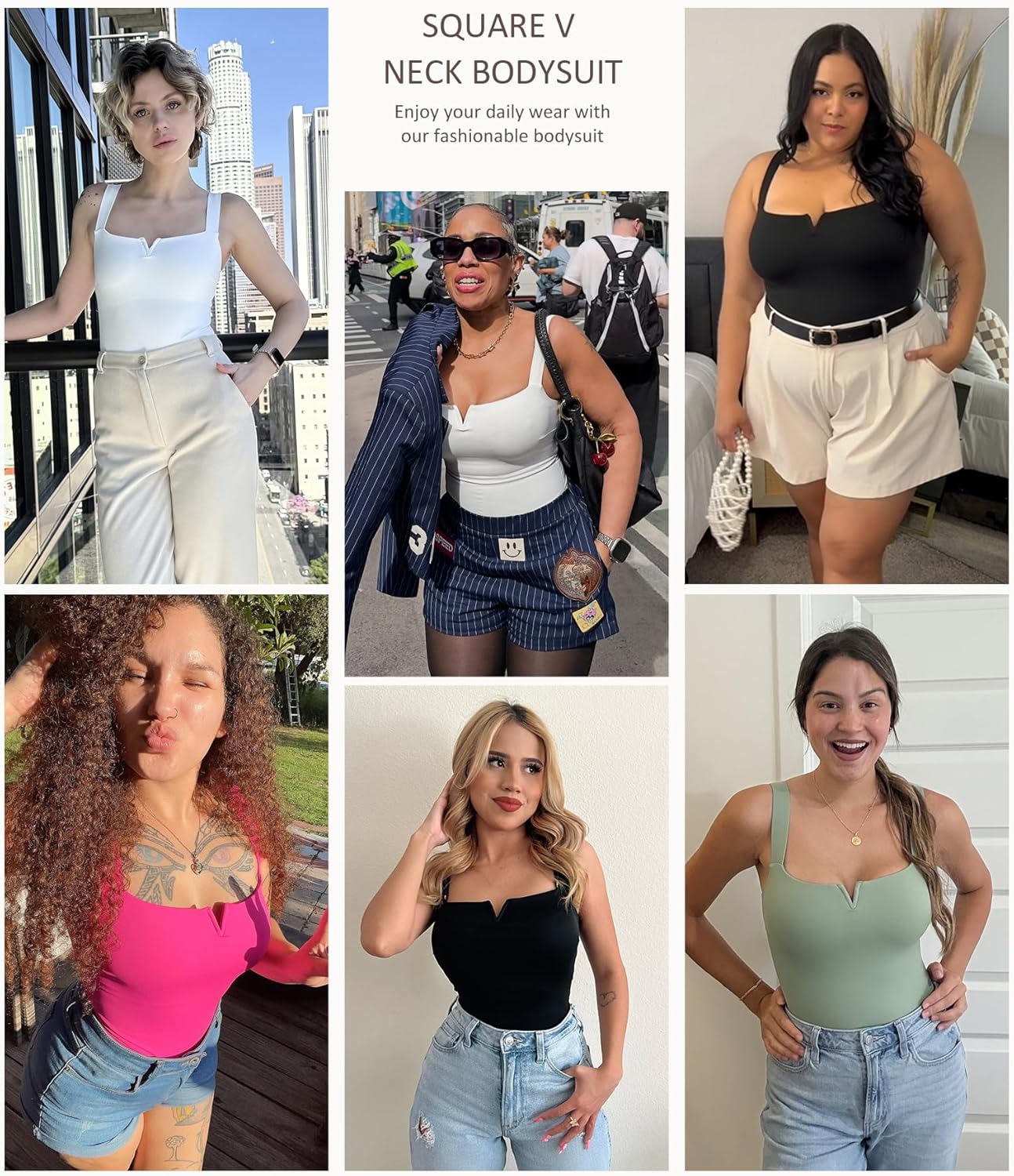 FeelinGirl Square Neck Shapewear Bodysuit for Women Sleeveless Tummy Control Slimming Bodysuit Going Out Tank Tops - Image 2