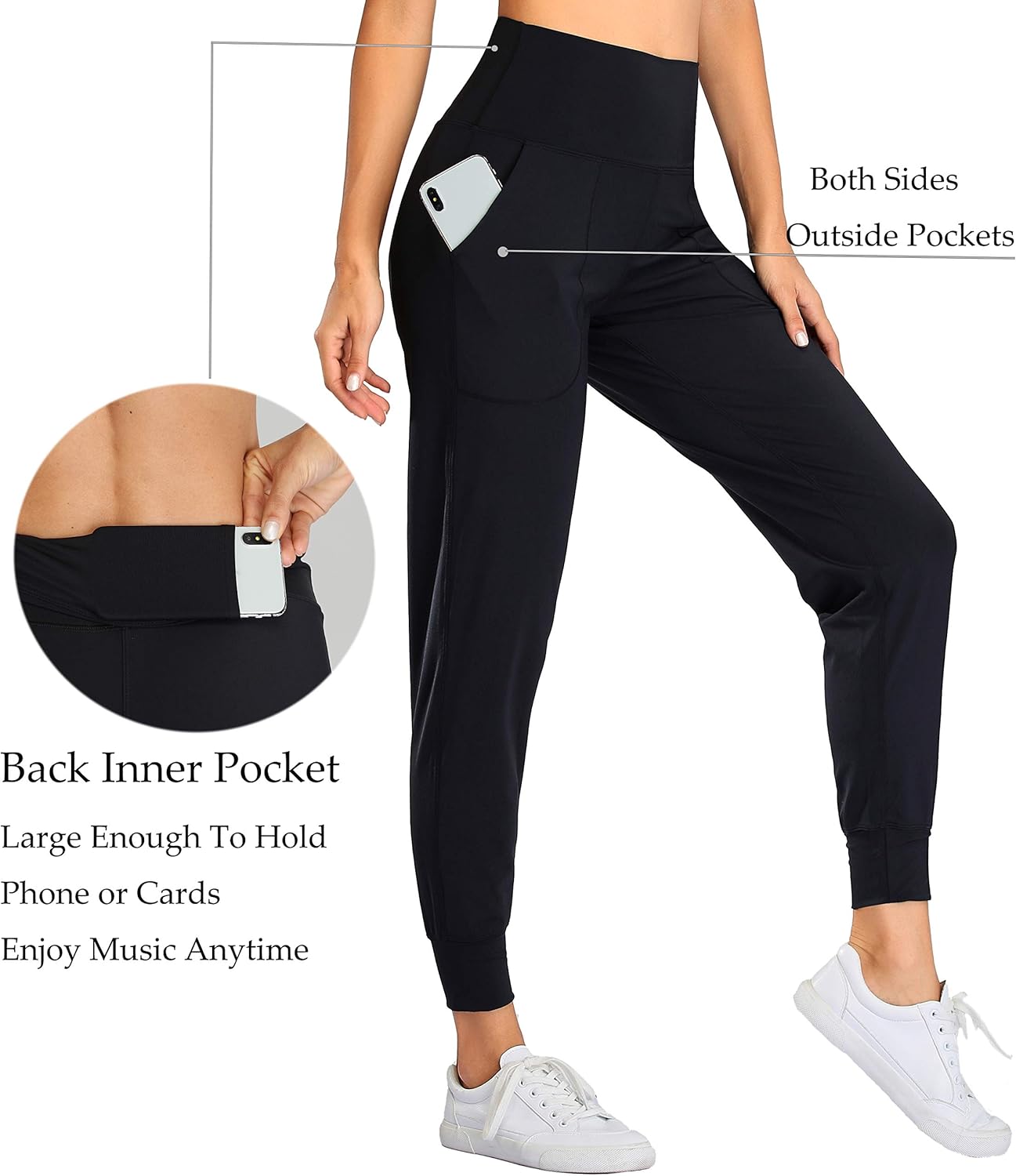 Oalka Women's Joggers High Waist Yoga Pockets Sweatpants Sport Workout Pants - Image 4