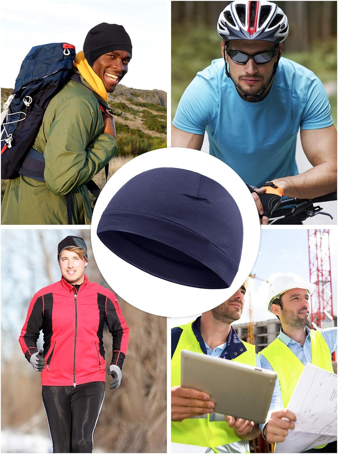 Syhood 4 Pcs Cotton Skull Caps for Men Women Breathable Beanie Thin Sleep Hat Night Running Cap Helmet Liner for Cycling Gym - Image 7