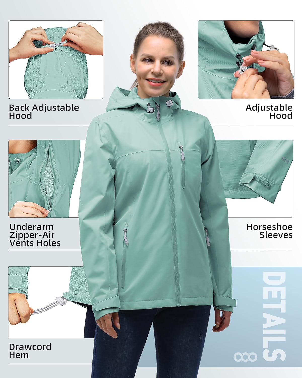 33,000ft Packable Rain Jacket Women Lightweight Waterproof Raincoat with Hood Cycling Bike Jacket Windbreaker - Image 4