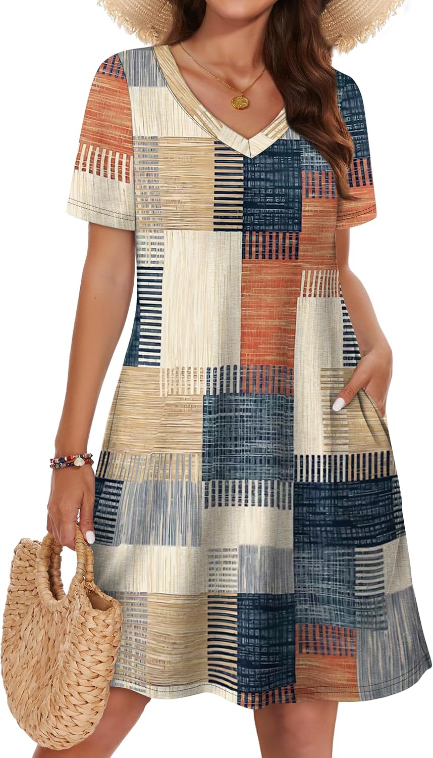 WIHOLL Boho Summer Dresses for Women Casual Loose T Shirt Dress with Pockets Beach Vacation Outfits S-4XL - Image 3