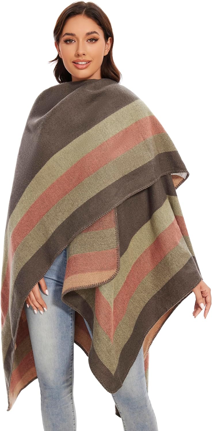 Shawl Wraps for Women, Elegant Knitted Cape Open Front Poncho Scarf Blanket Cardigan Coat for Spring, Autumn, and Winter - Image 8