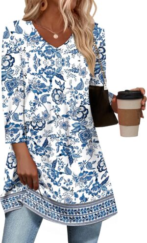 OFEEFAN 3/4 Length Sleeve Womens To...