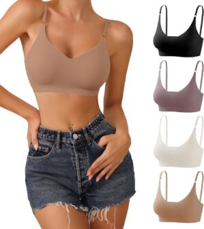 DEANGELMON V Neck Bra Padded Seamle...