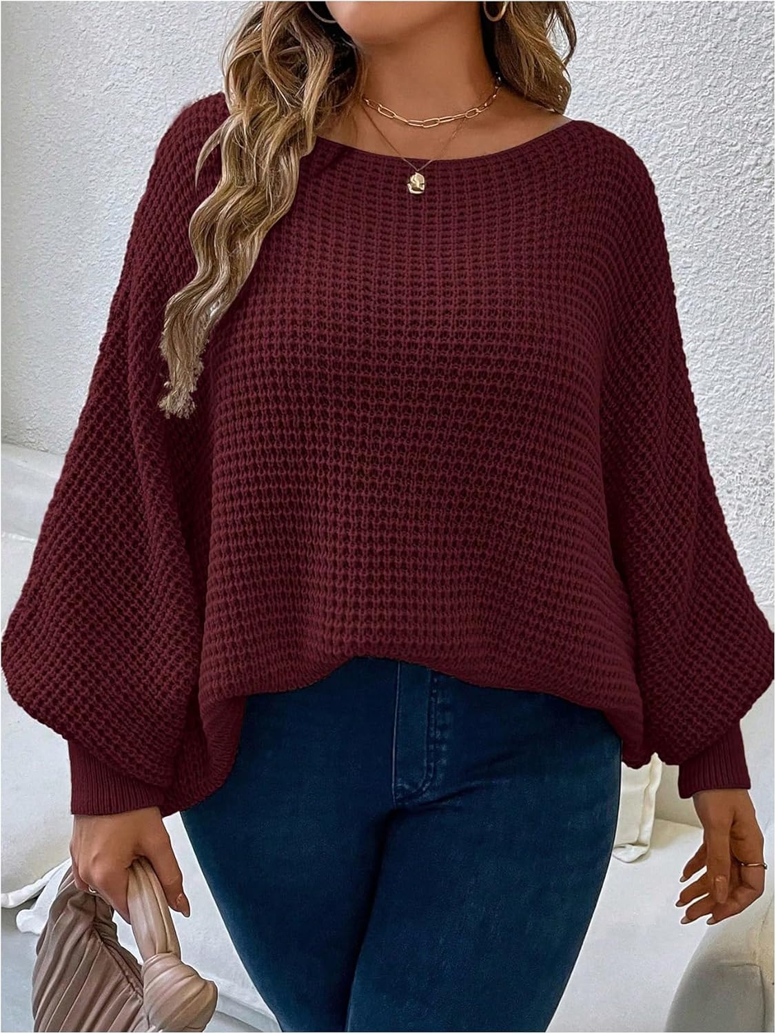SOLY HUX Women's Plus Size Oversized Sweater Fall Fashion Crewneck Long Sleeve Casual Pullover Tops - Image 3