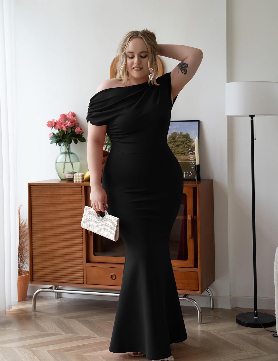 YMDUCH Women's Elegant Sleeveless Off Shoulder Bodycon Long Formal Party Evening Dress - Image 4