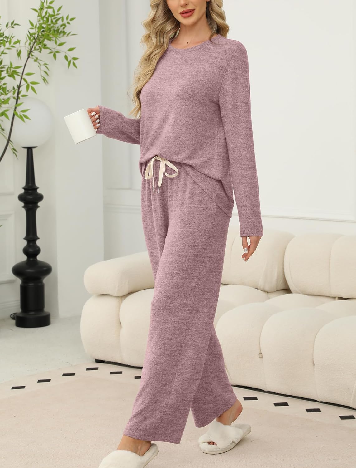 SAMPEEL Pajamas for Women Set Comfy Lounge Sets Two Piece Long Sleeve Cute Pjs Soft Sleepwear Winter Clothing - Image 2