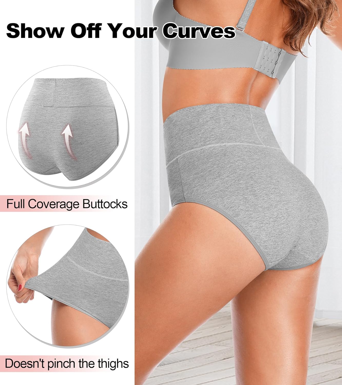OLIKEME High Waisted Underwear for Women Tummy Control Full Coverage Cotton Ladies Panties Soft Stretch Briefs - Image 4