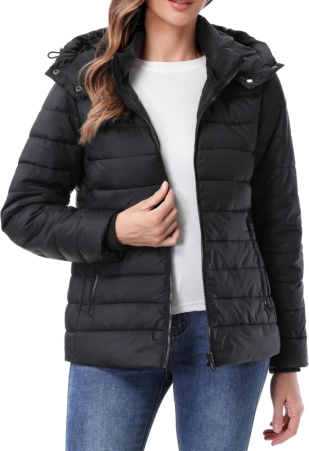 TDYPCI Women's Winter Coat Lightweight Waterproof Puffer Jacket - Quilted Short Down Coat for Women, Warm Winter Jacket - Image 3