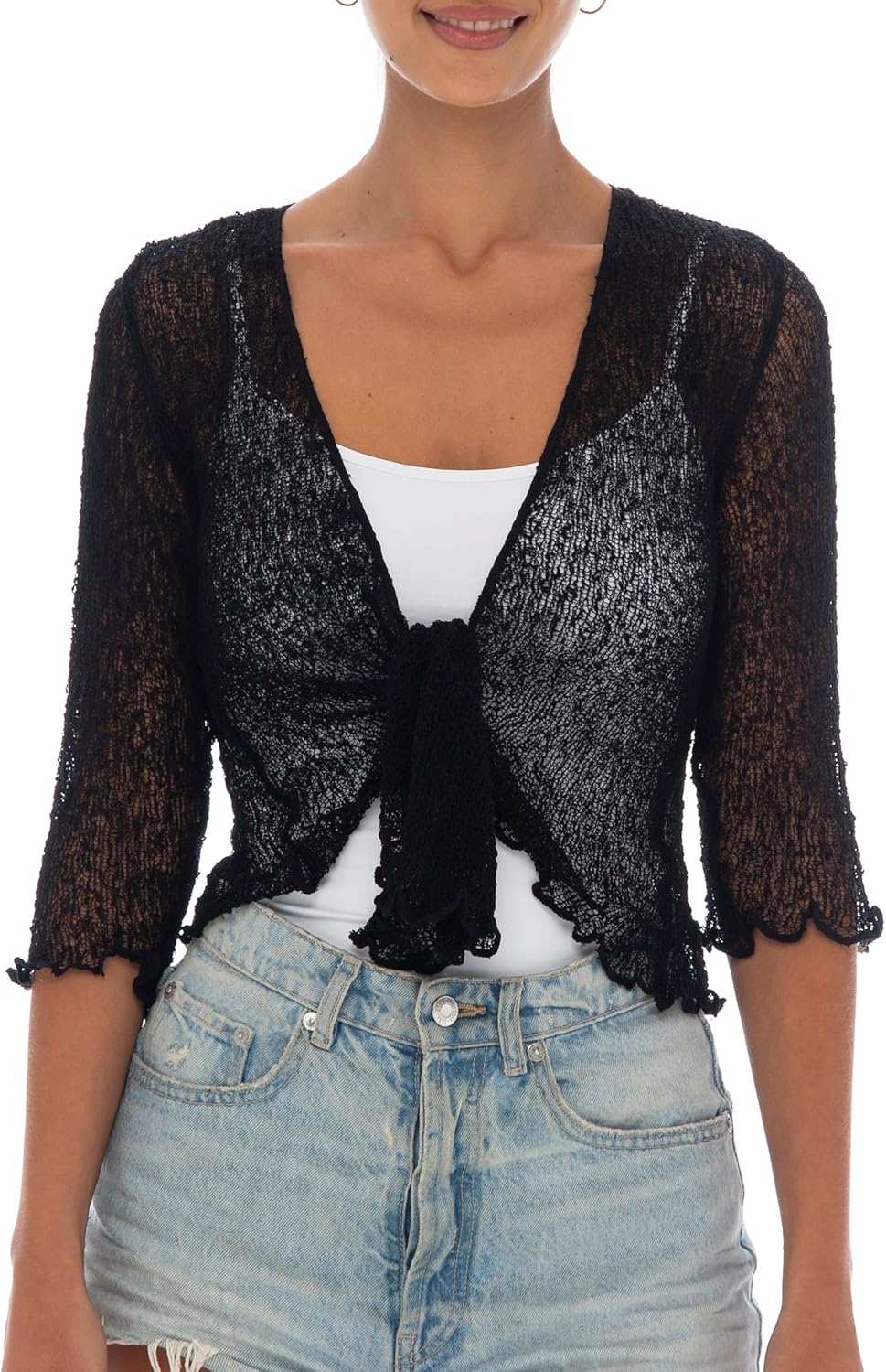 Back From Bali Womens Sheer Shrug Cardigan Lightweight Knit