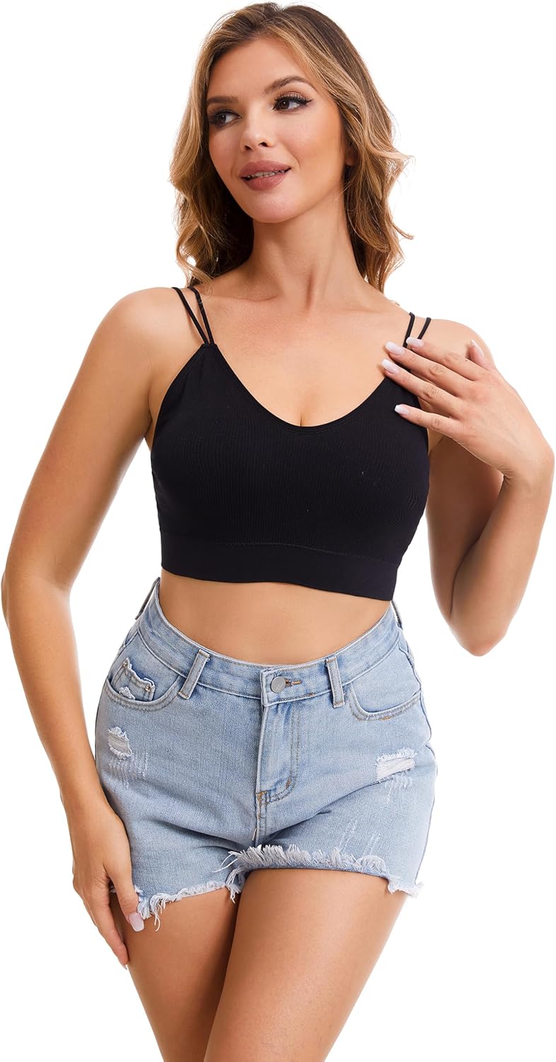 BQTQ 6 Pcs V Neck Bralettes for Women Padded Bralette with Straps Seamless Bra - Image 2