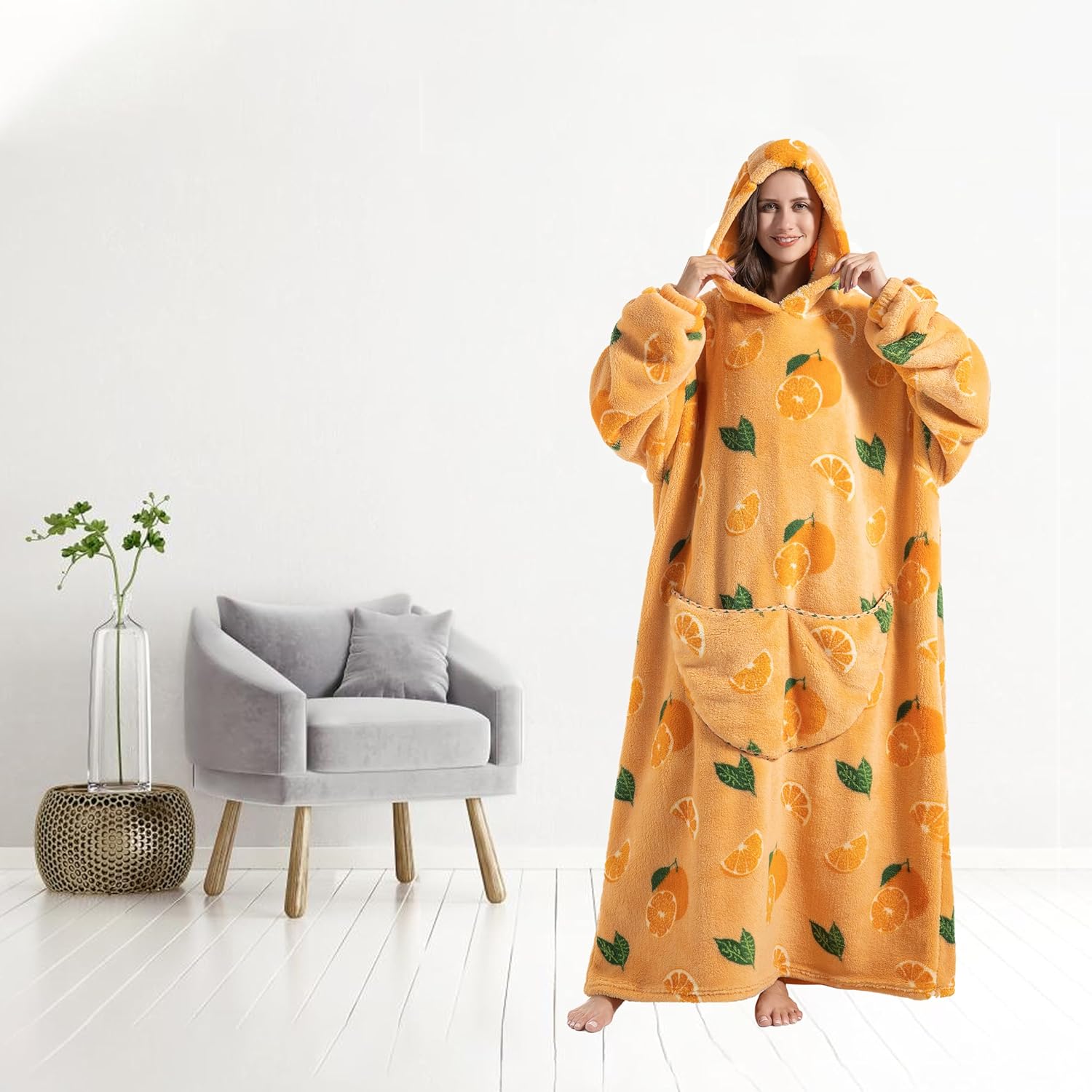 Capecage Blanket Hoodie, Long Hooded Blanket Sweatshirt as Birthday Gifts for Women Men, Long Wearable Blanket for Women Men. - Image 3