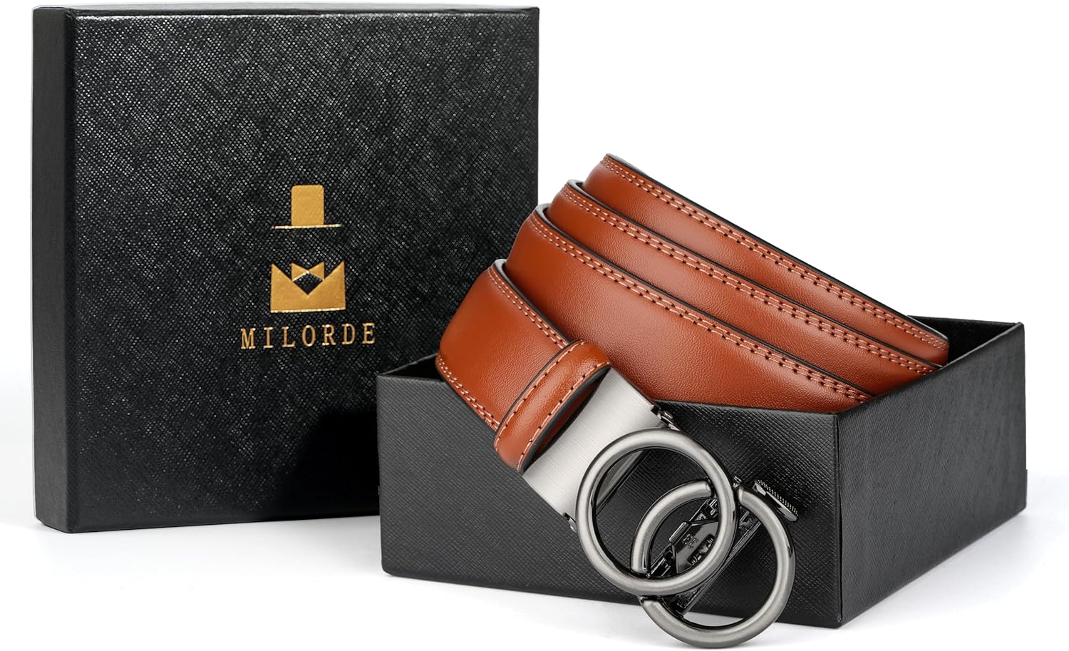MILORDE Womens Ratchet Leather Dress Belt - 3cm/1.18“ width,Size Customizable Fit,Designs for Dress and Casual - Image 7