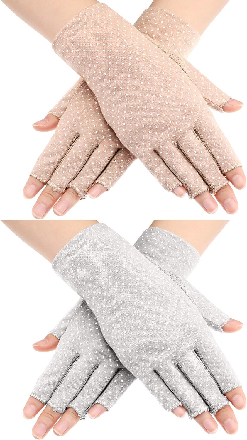 Maxdot Sun Gloves for Women UV Protection Fingerless Non Slip Sunscreen Driving Gloves for Summer Outdoor