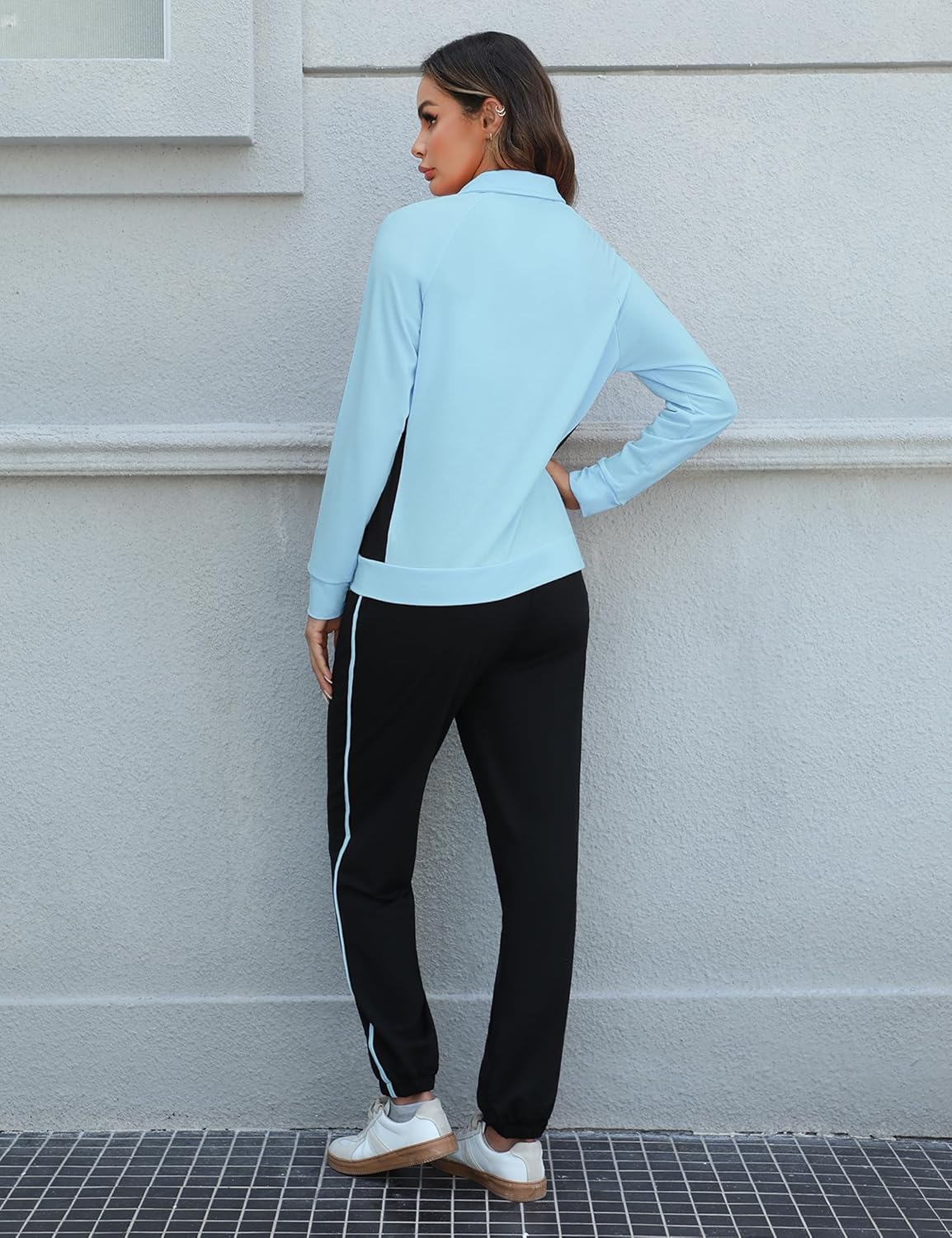 Marvmys Color Block Tracksuit for Women 2 Piece Outfits Fall Sweatsuits Zip Up Jogging Suit Long Sleeve Jogger Lounge Sets - Image 7