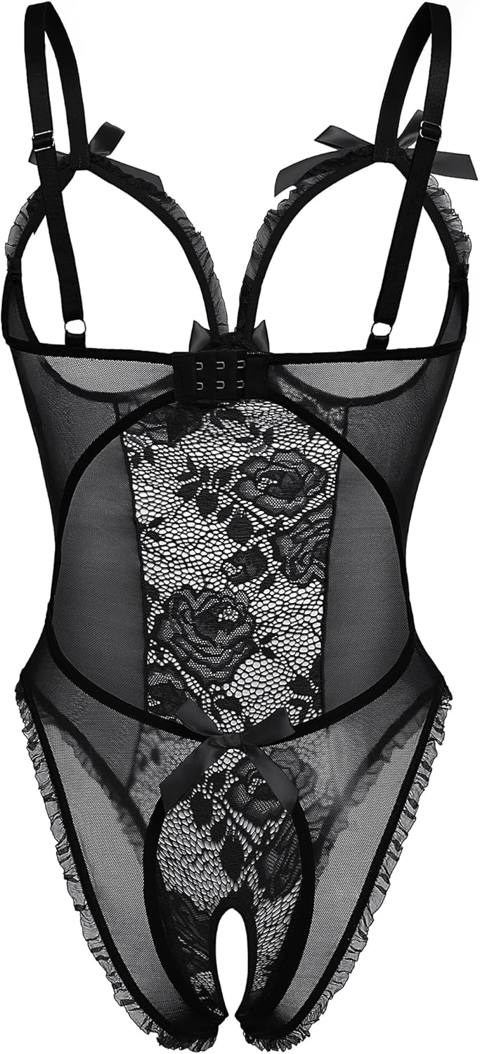 Avidlove Women One Piece Lingerie Sexy Lace Babydoll Mini Bodysuit - Image 3