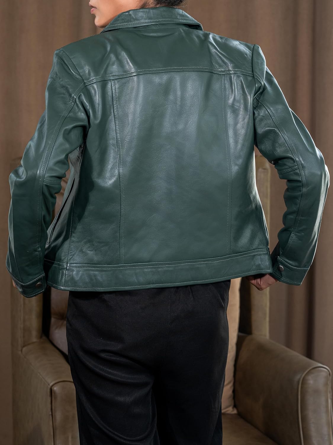 Jild Polo Collar Womens Leather Jacket - Old School Classic Everyday Wear Premium Lambskin Leather Jacket Women - Image 5