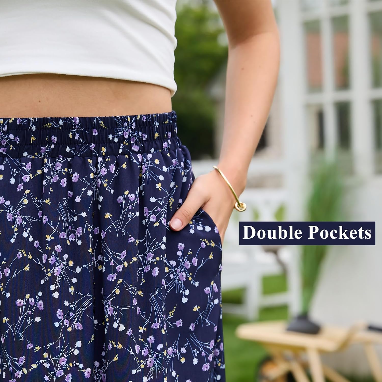Abaadlw Maxi Skirts for Women with Pockets Long Midi Length Casual Skirt for Holiday - Image 6