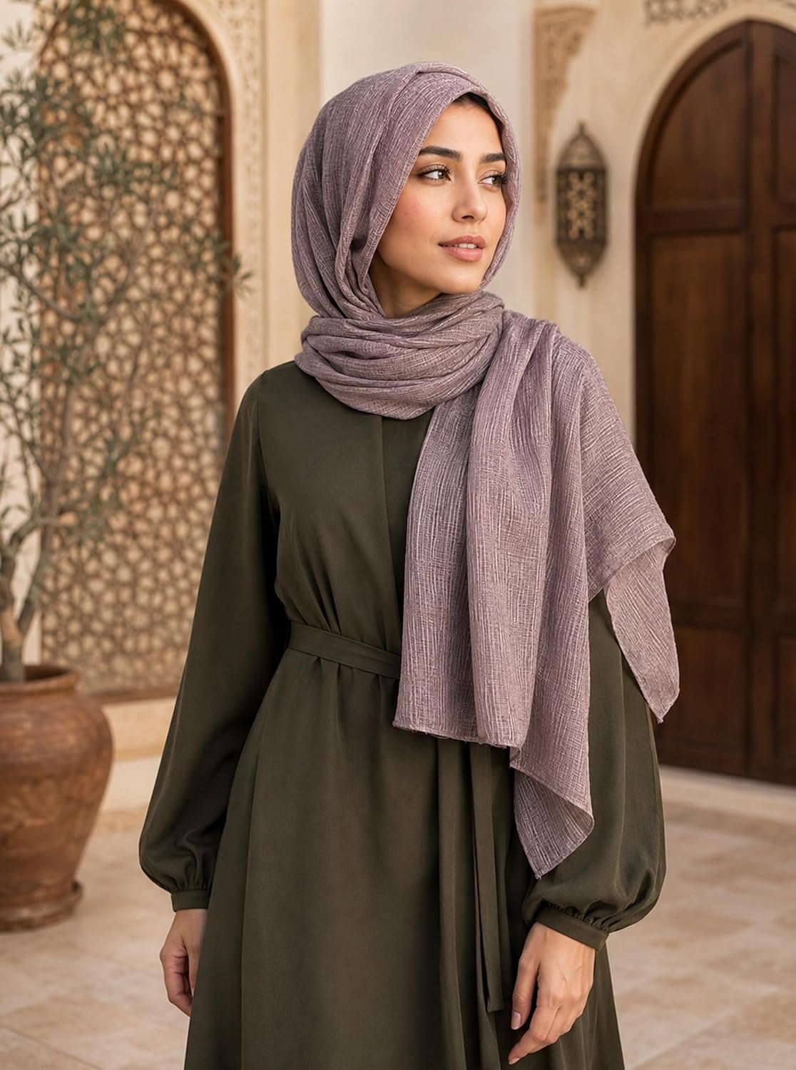 Lightweight Cotton Linen Feel Scarf Shawl Wrap Hijab for Women, Travel Fall Winter Gift - Image 2