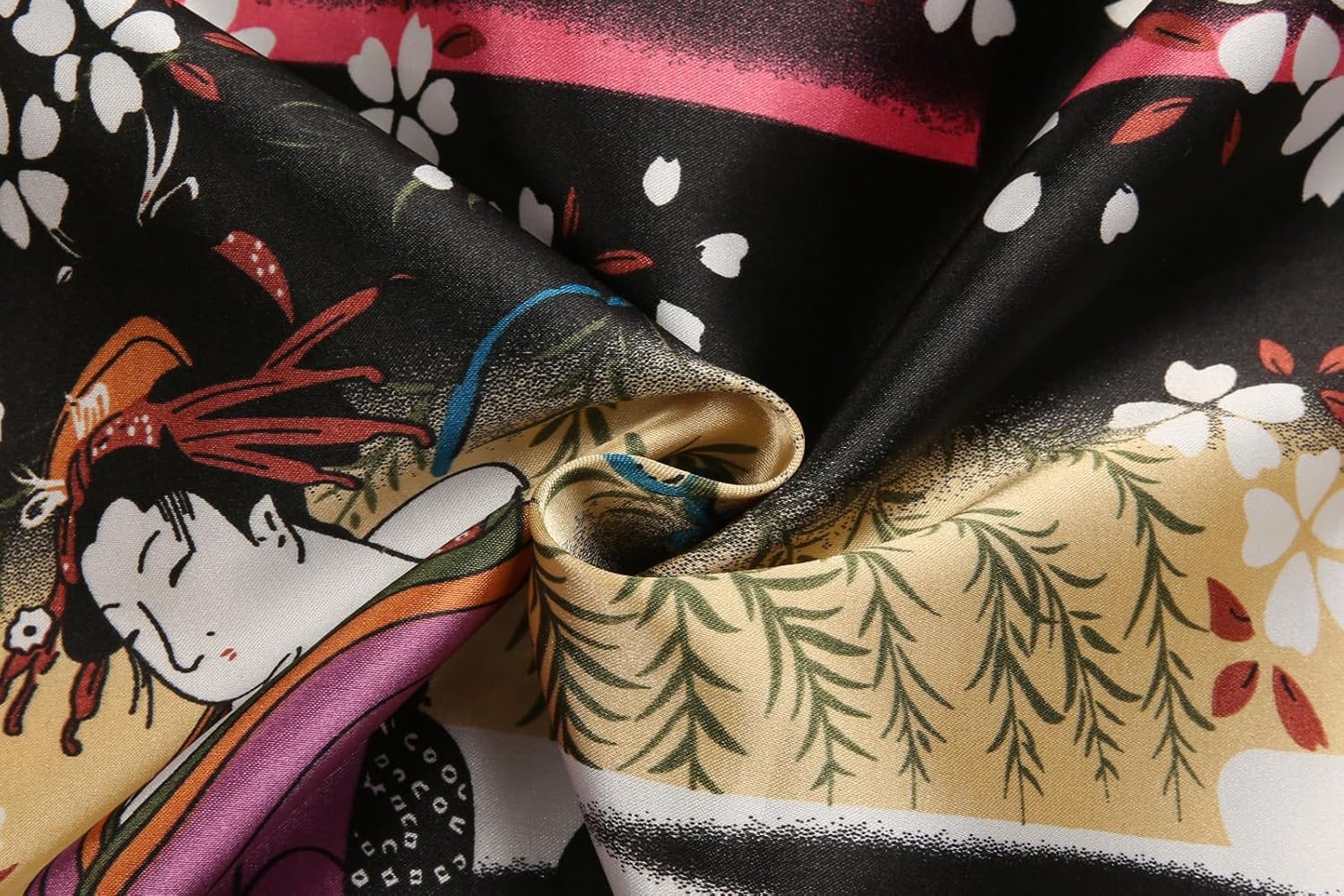 Women's Floral/Patterned Silky Kimono Robes Long Satin Bathrobes Sleepwear Loungewear - Image 3