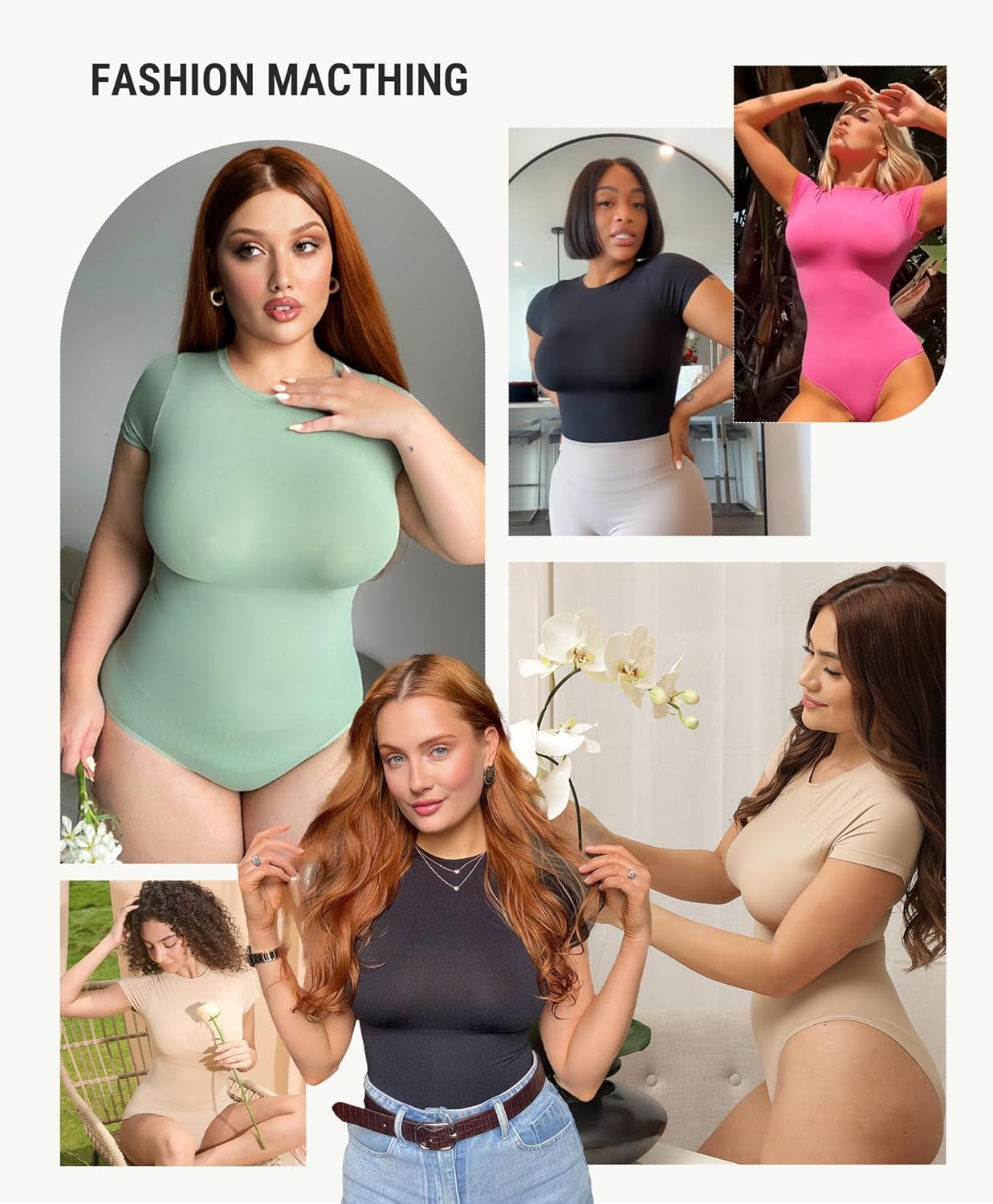 FeelinGirl Shapewear Bodysuit Compression Body Suits Women's Bodysuits High Neck Short Sleeve Plus Size Body Suit Body Shaper - Image 2