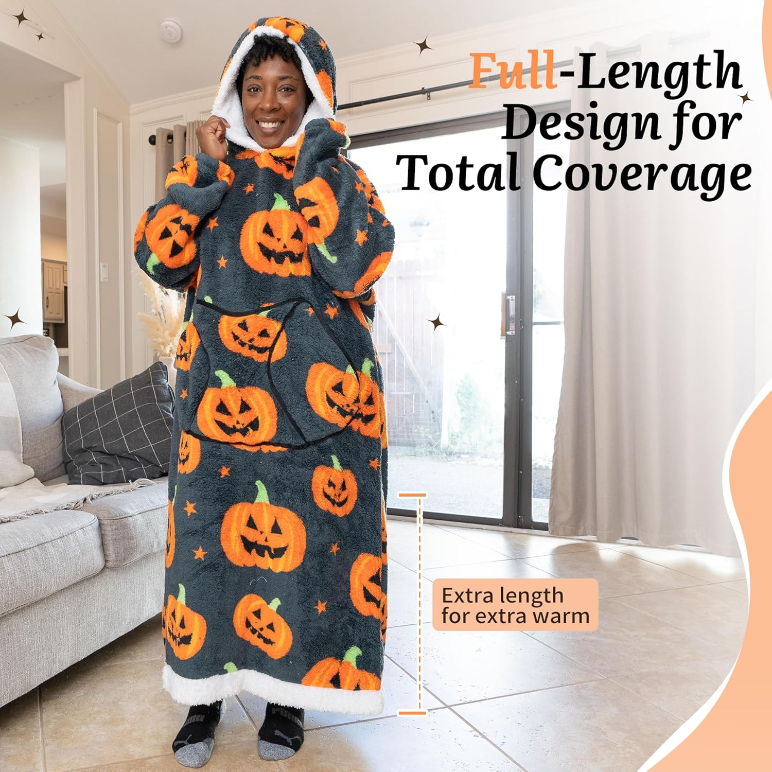 Capecage Blanket Hoodie, Long Hooded Blanket Sweatshirt as Birthday Gifts for Women Men, Long Wearable Blanket for Women Men. - Image 6